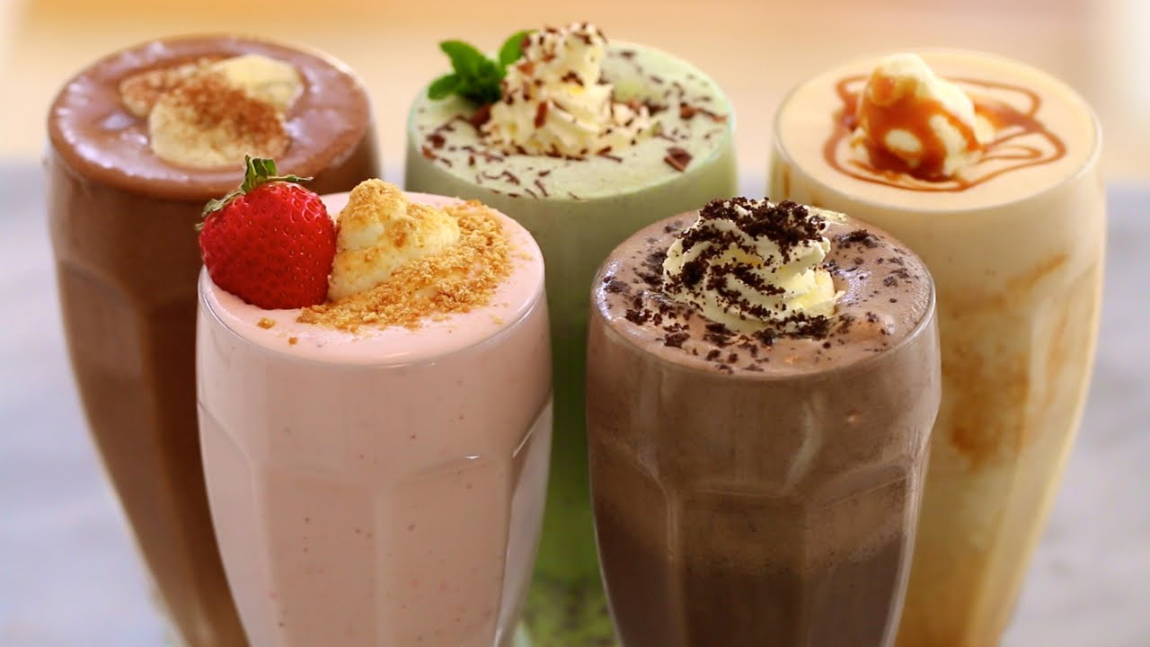 Milkshake (strawberry, chocolate, banana, Oreo, forest fruit, peach, vanilla, coconut, mango)
