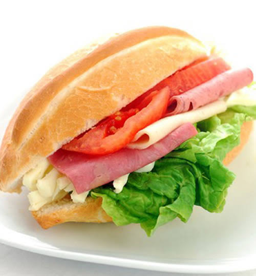 Salami and cheese sandwich