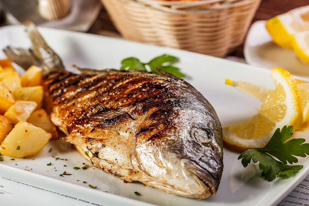Grilled sea bream