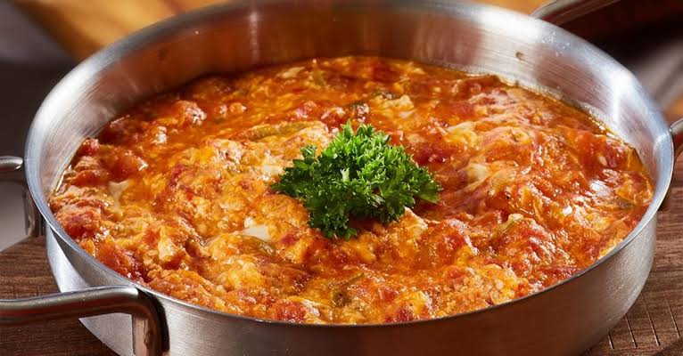 Menemen with Kavurma and Kaşar Cheese