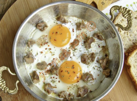 Eggs with kavurma