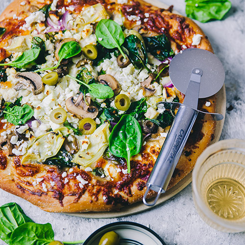 Mediterrean style pizza