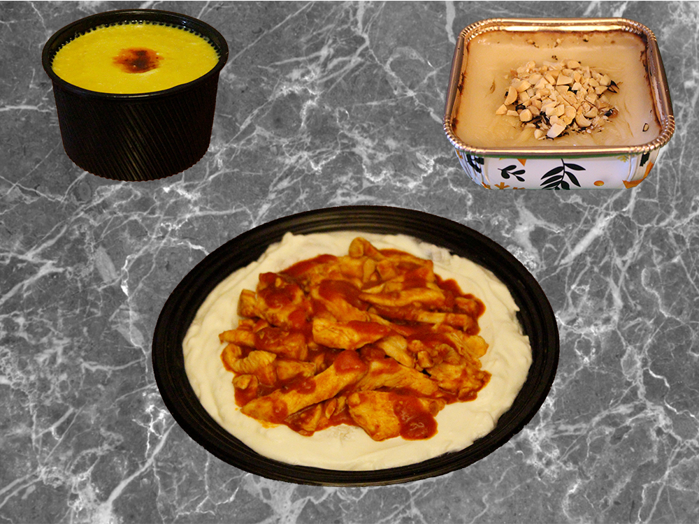 Mercimek Çorbası &Pideli Acı Soslu Tavuk & Süt Helvası  Menü