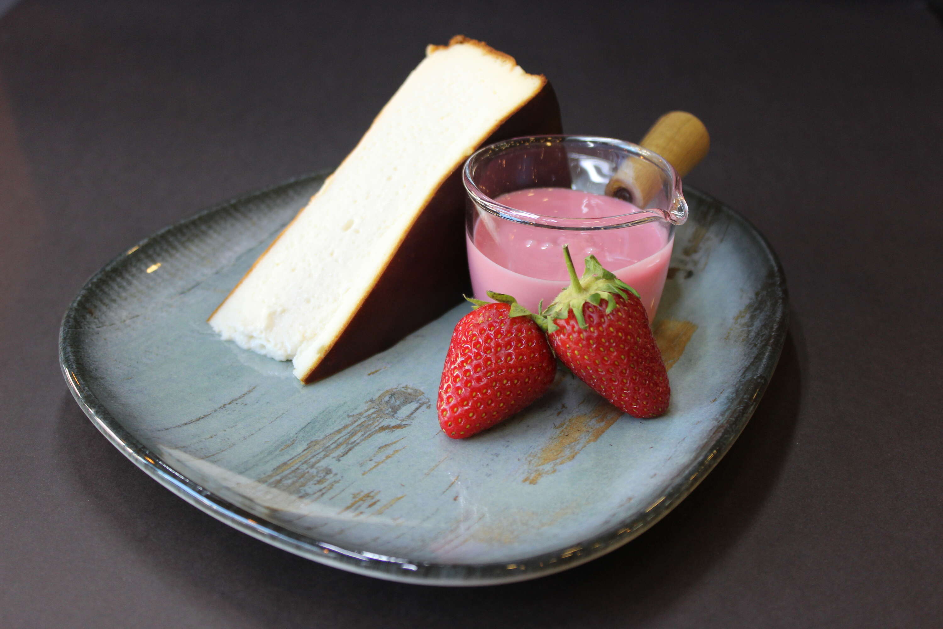 Raspberry chocolate San Sebastián cheesecake