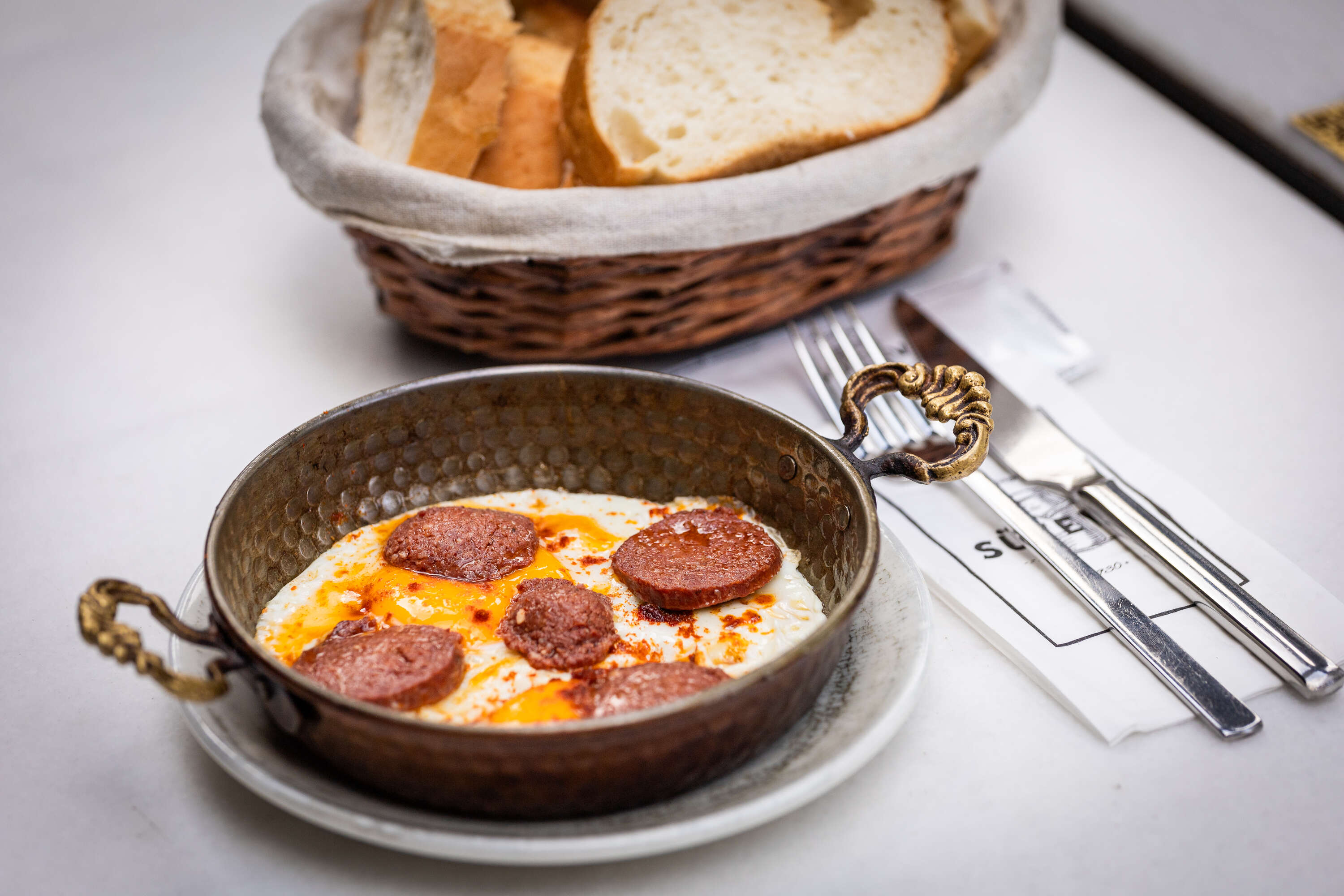 Eggs with Turkish sausage