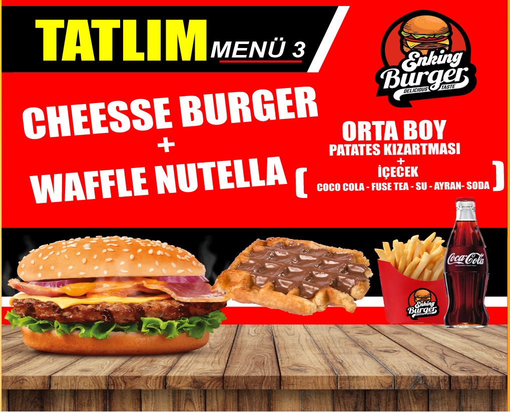 Cheesse burger + waffle nutella 