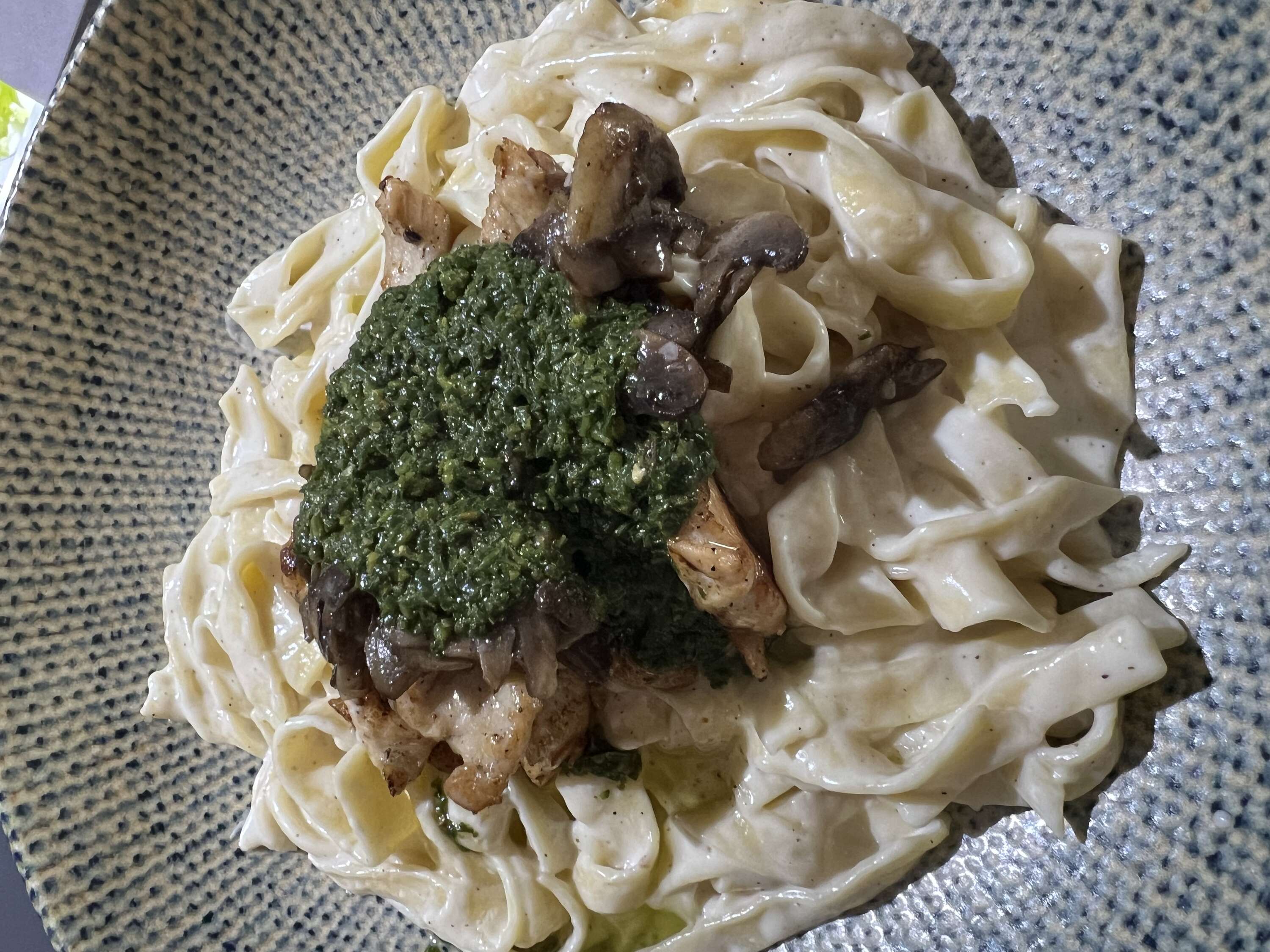 Pesto Chicken and Mushroom Pasta