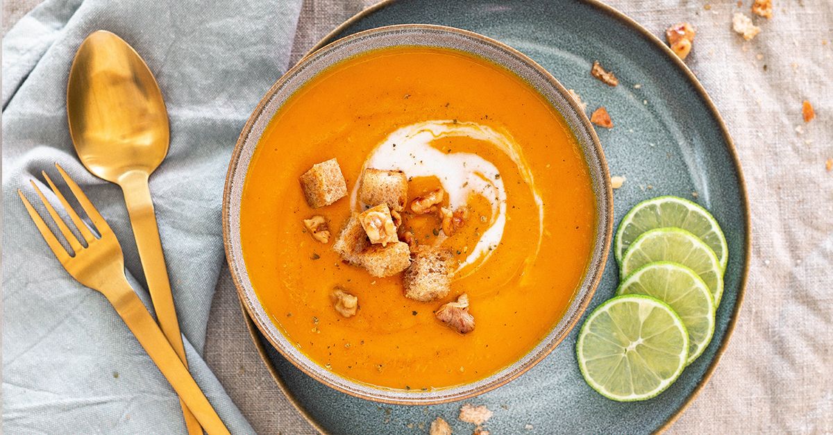 Sweet Potato Soup with Holly Croutons