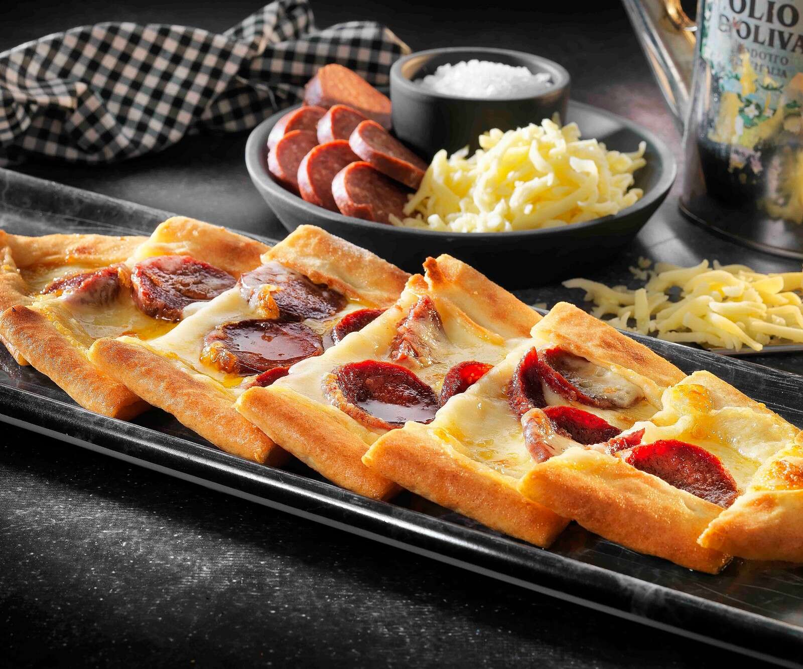 Sucuk and Kashar cheese pide