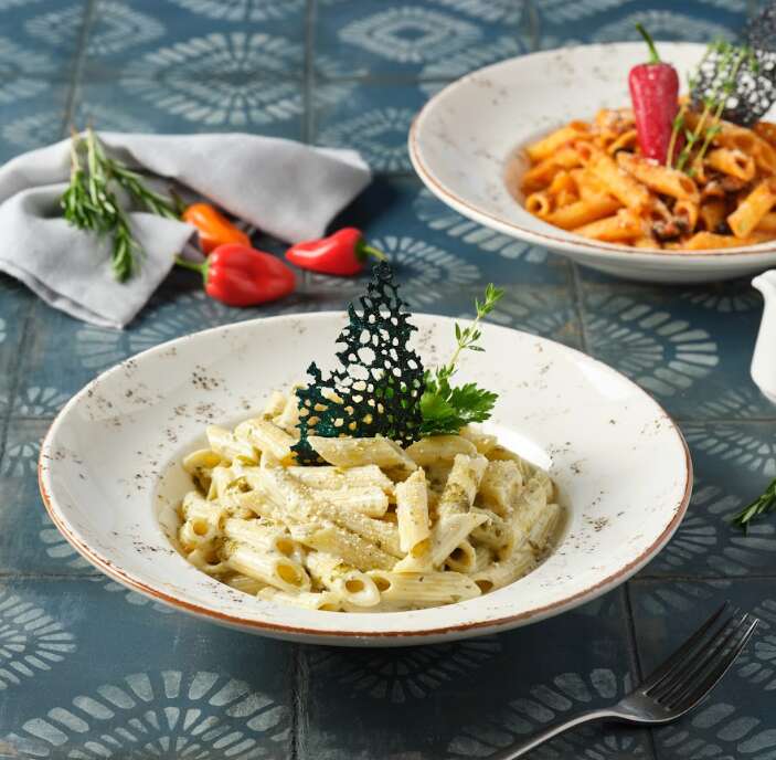 Penne with pesto sauce