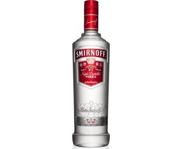 Smirnoff Red vodka, 70 cl, with snacks and mixers