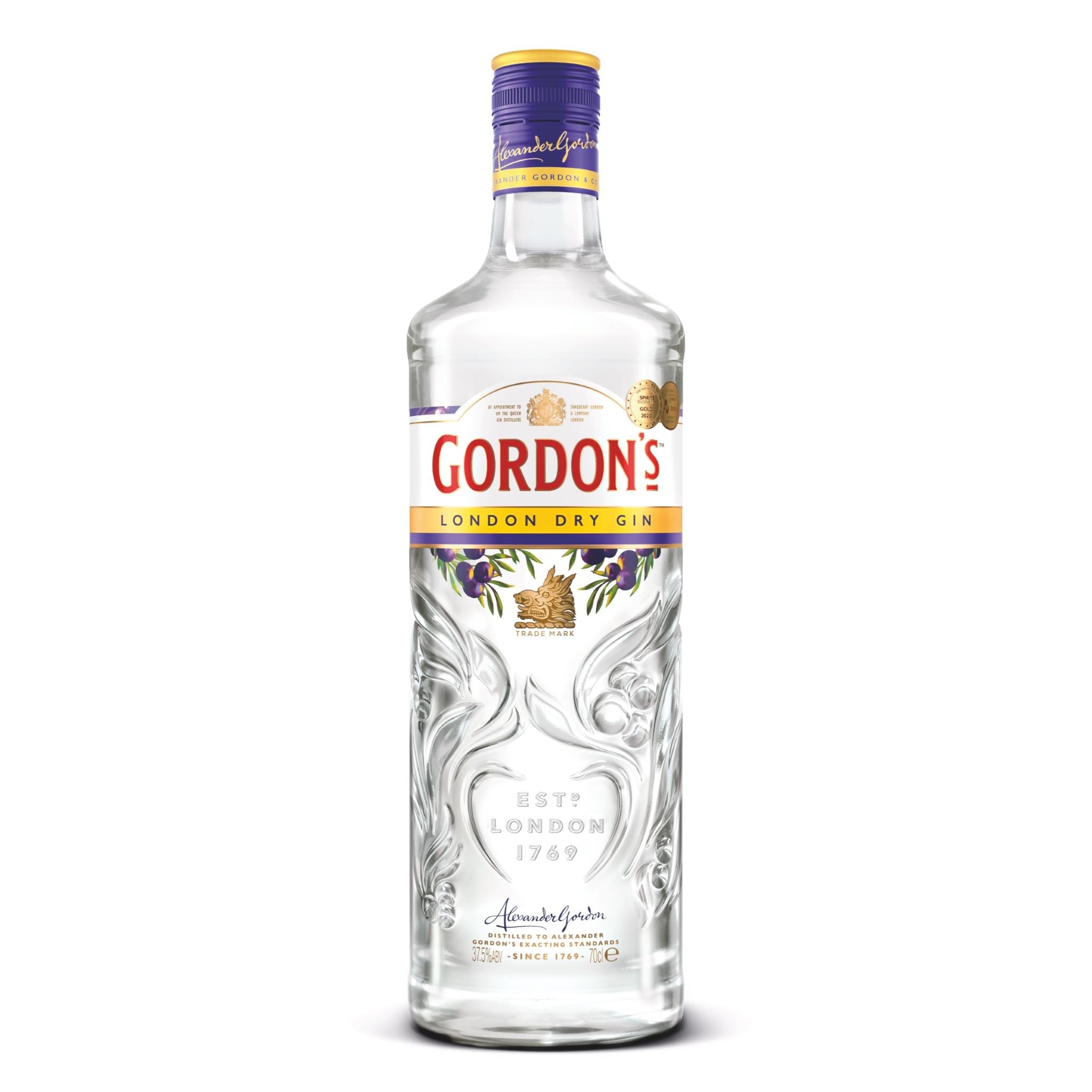 Gordon's 70 cl gin with luxury snacks, cashews, chocolate, fruit, Red Bull, soda and cola