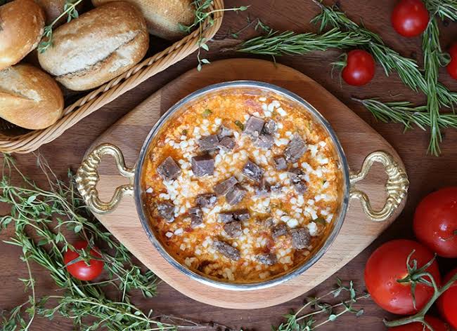 Menemen with Beef Kavurma and Kashar Cheese