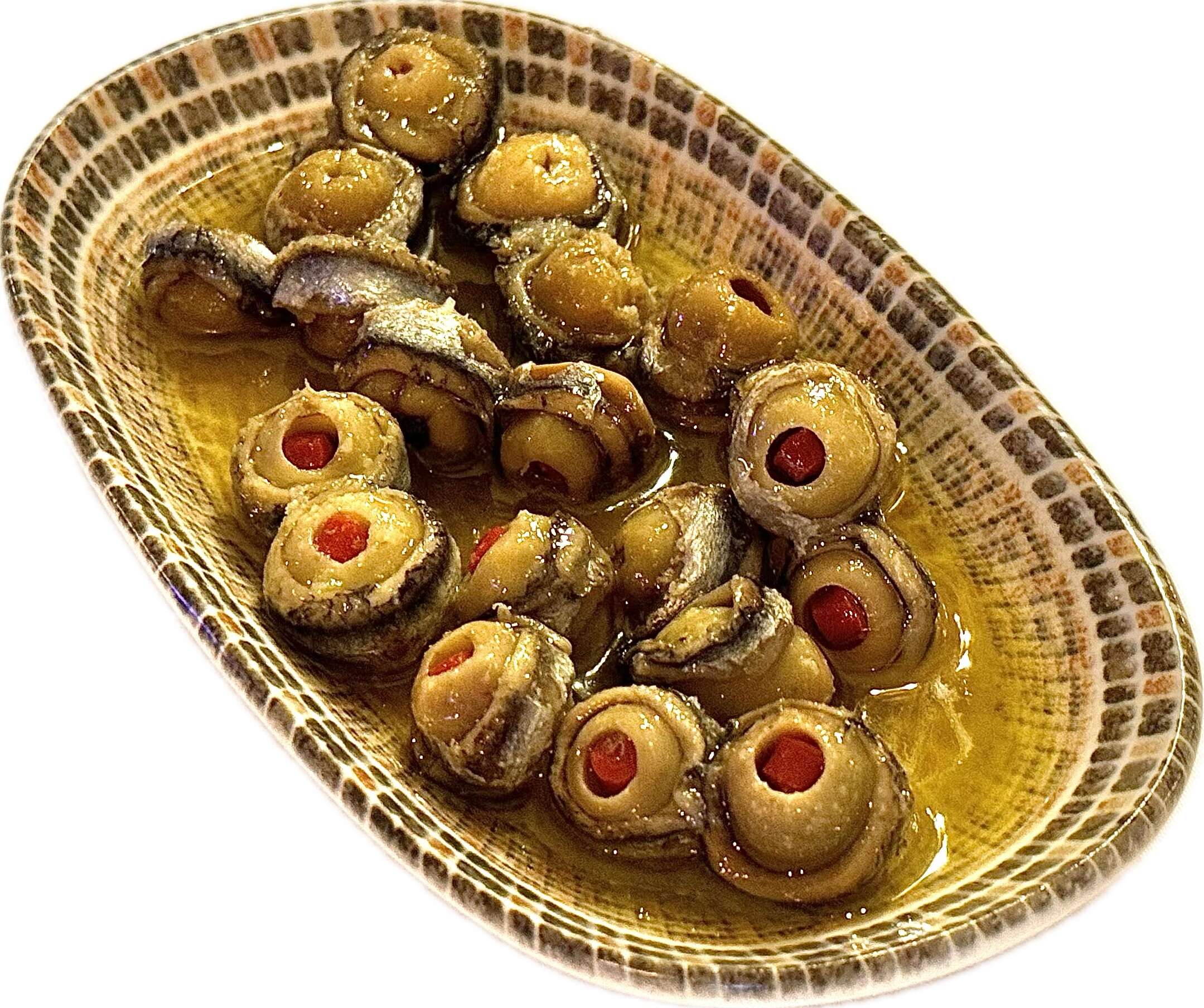 Anchovies with olives