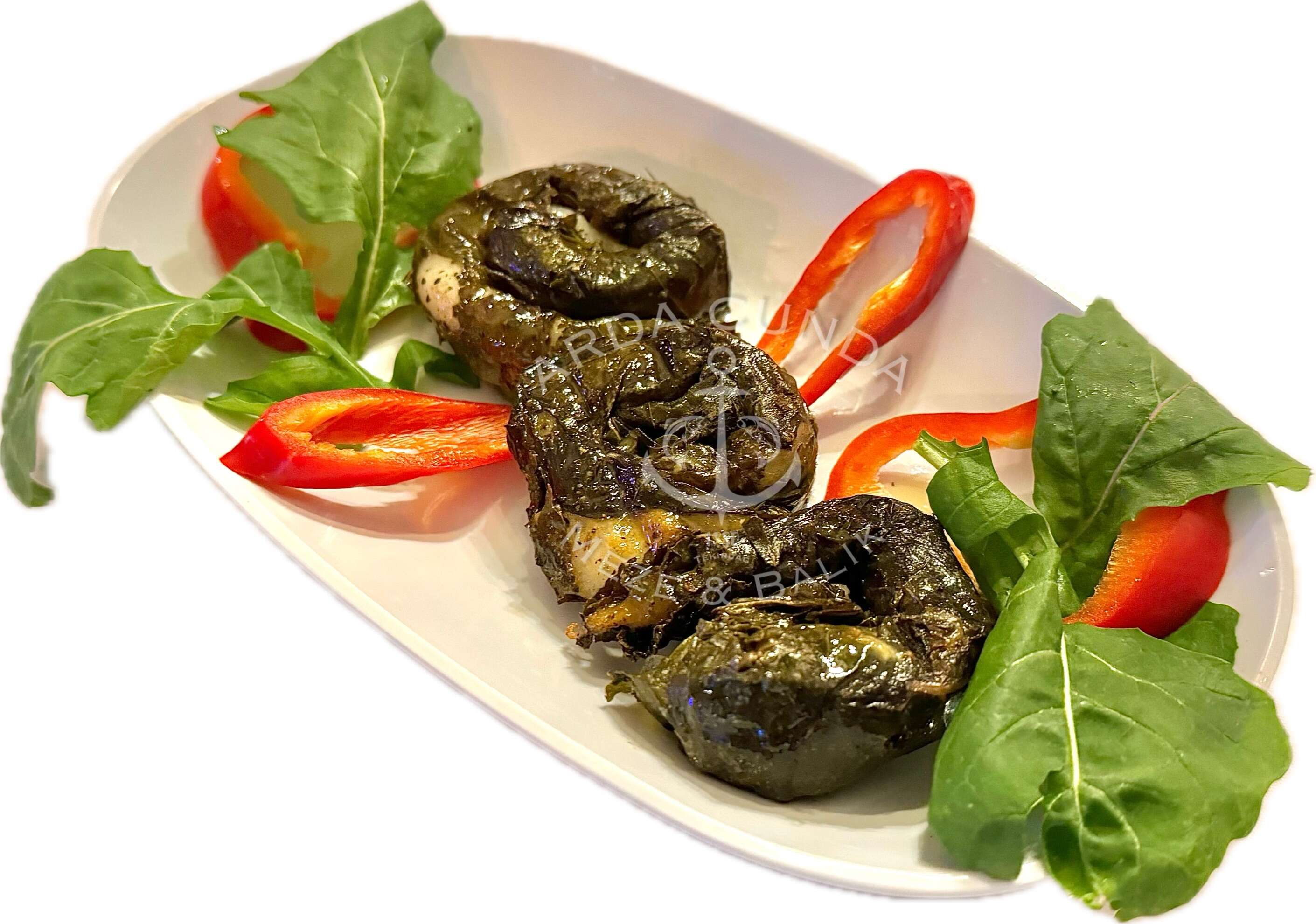 Tongue in grape leaves