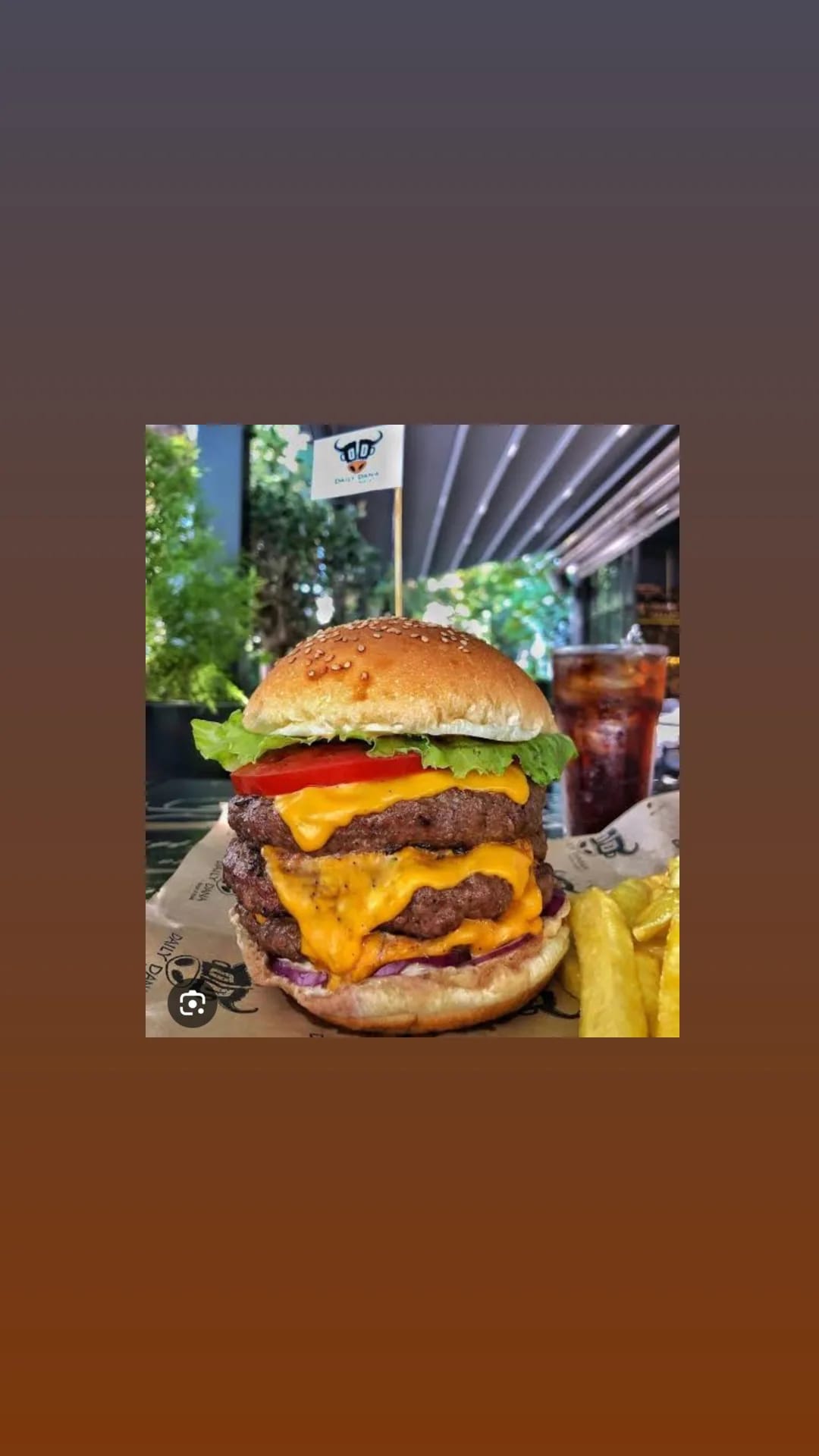 Triple burger with fries