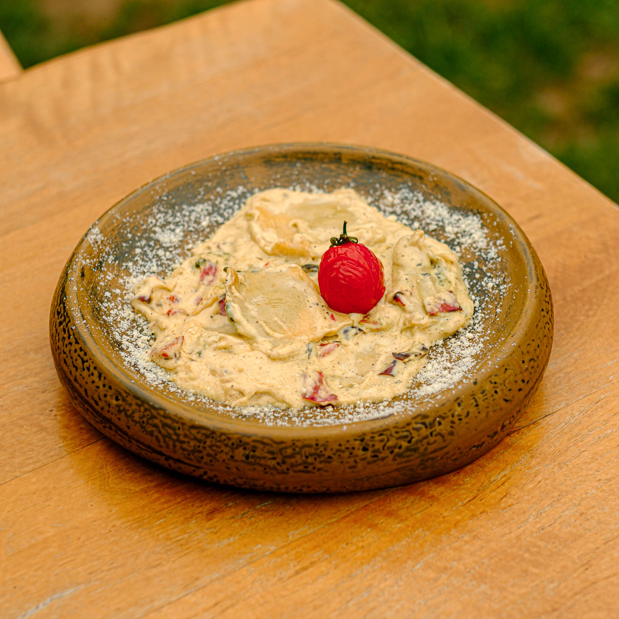 Spinach Ravioli with Four-Cheese Sauce and Cream