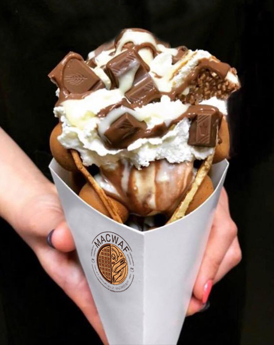 Çikolata Parçalı Bubble Waffle