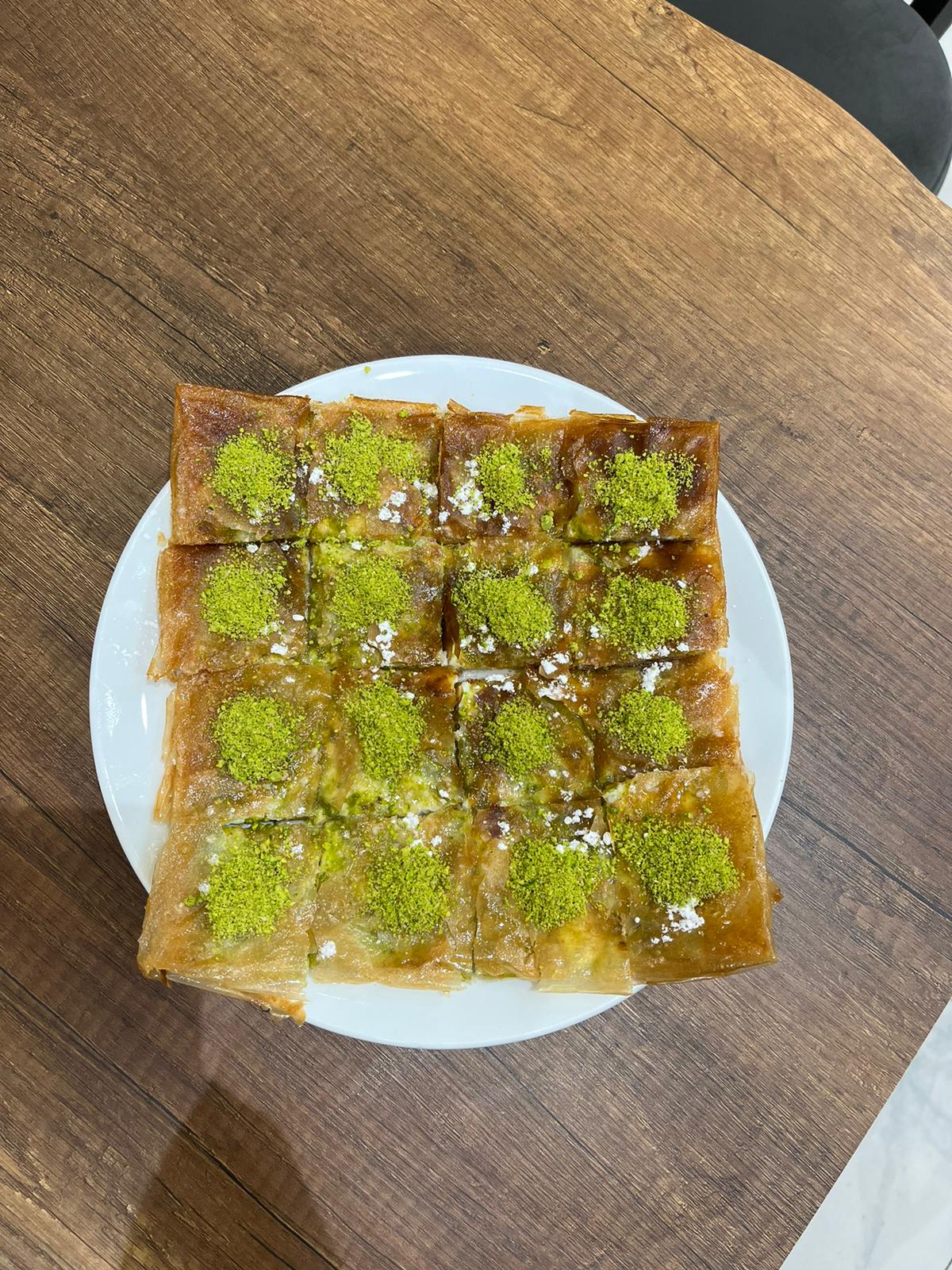 Katmer with clotted cream and pistachios