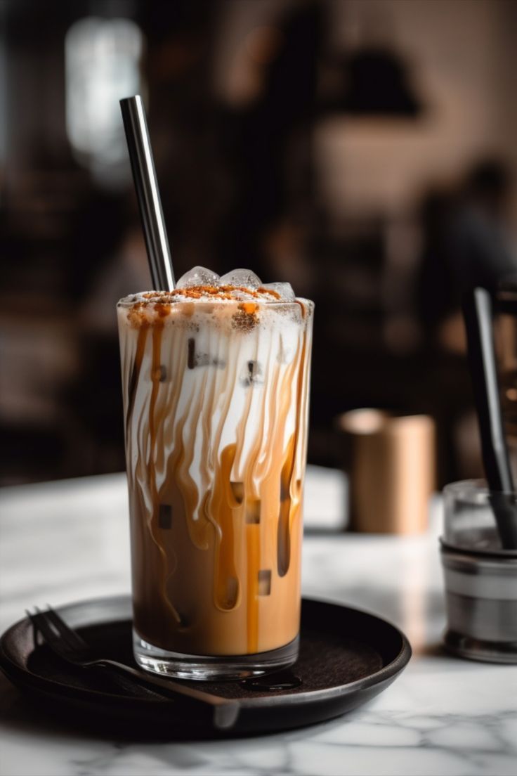 Iced caramel latte