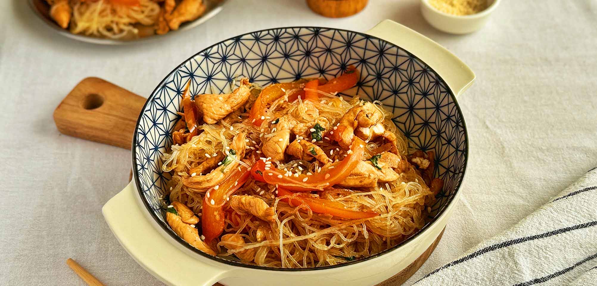 Egg noodles salmon