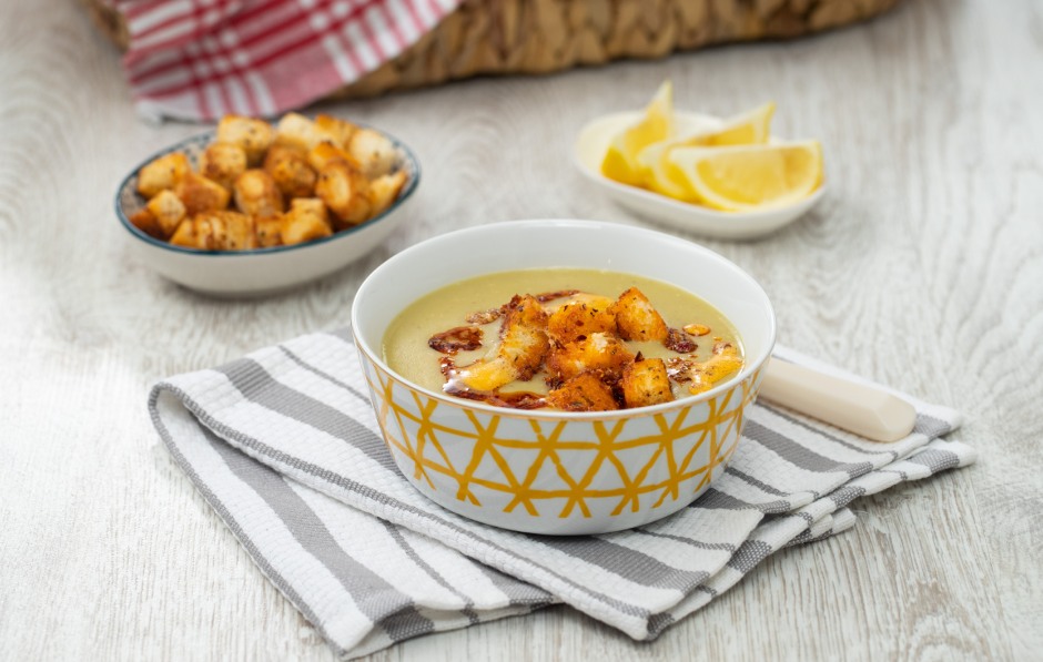 Lentil Soup with Crispy Bread and Lemon