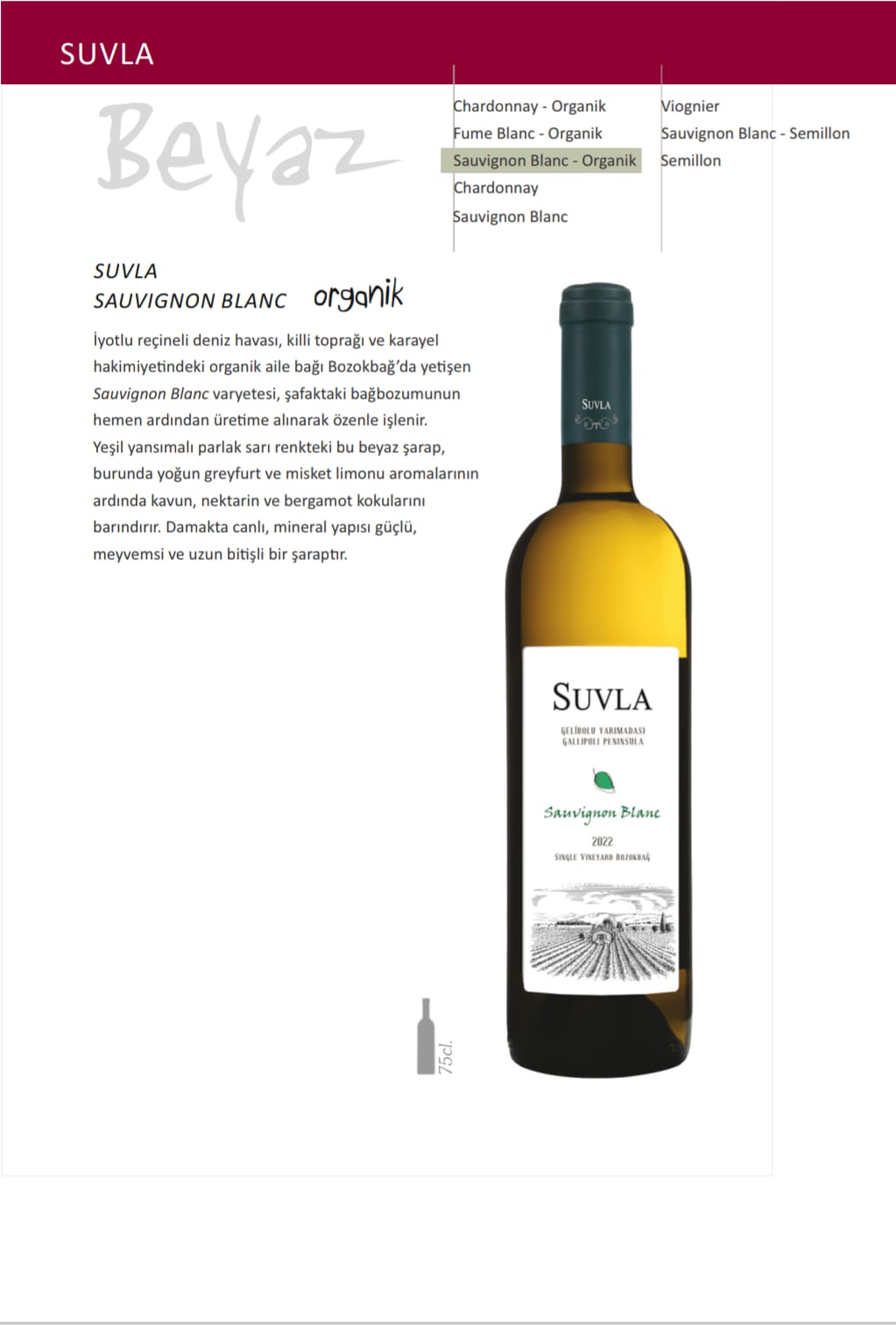 SUVLA SAUVIGNON BLANC