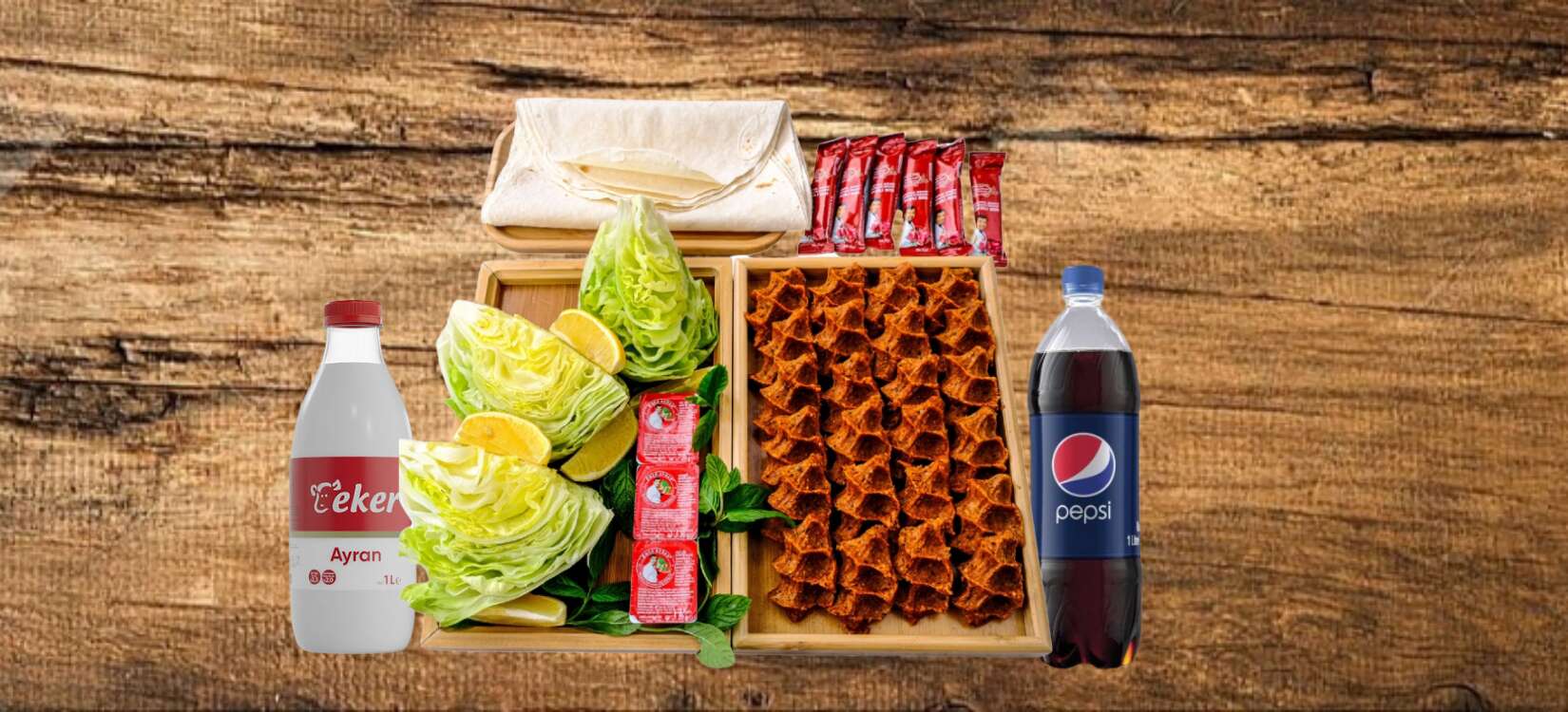 Çiğ köfte (1.5 kg) + Litrelik içecek 
