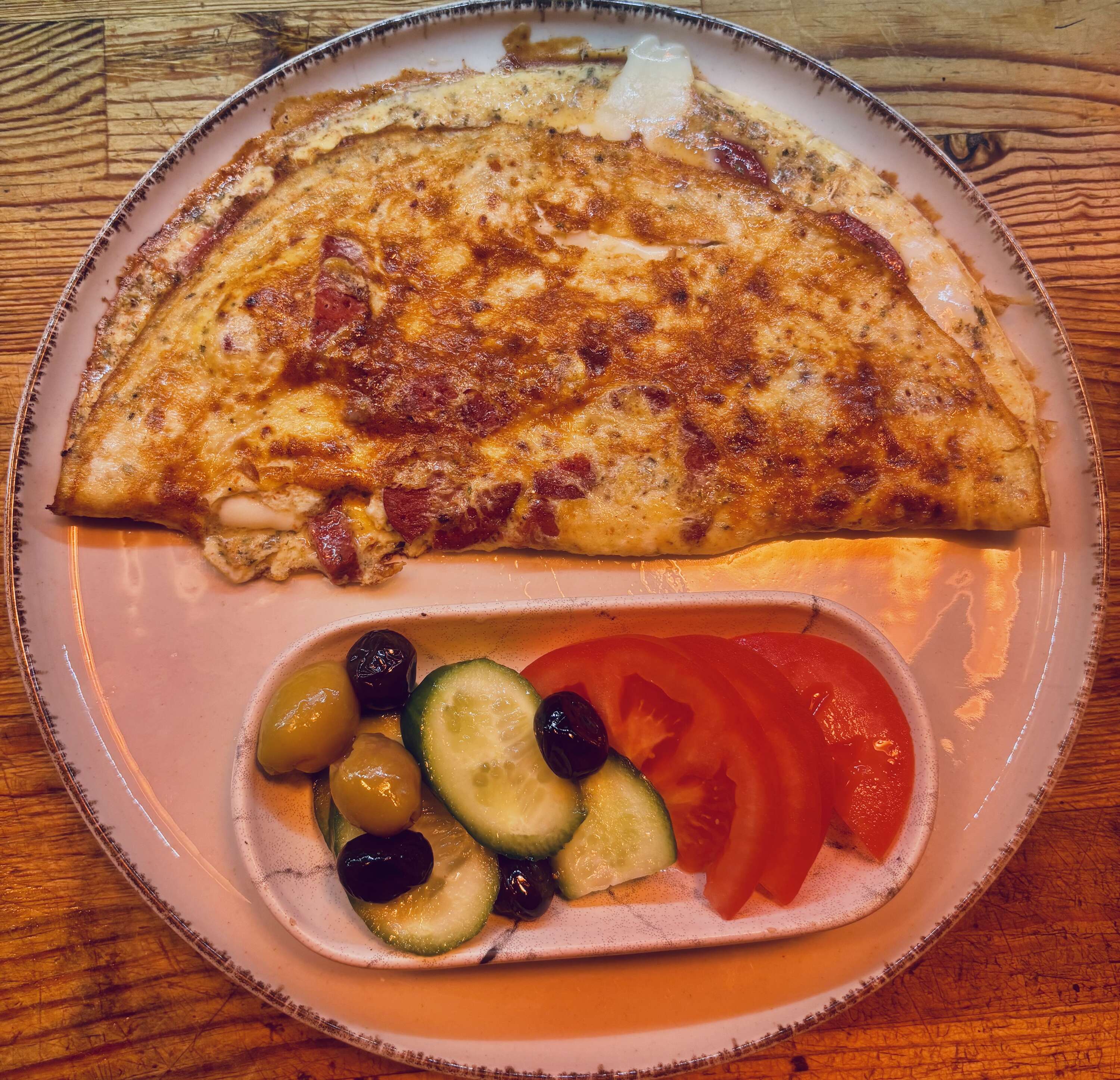 Sucuk and Kaşar Cheese Omelet