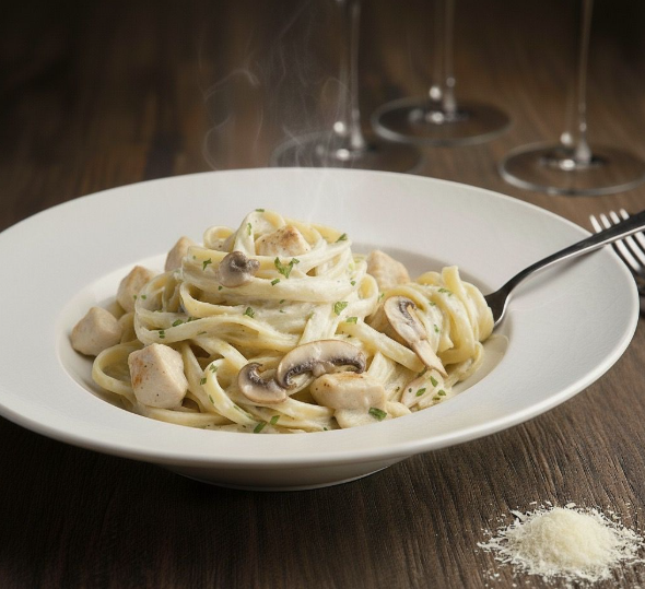 Kremalı Mantarlı Tavuklu Fettucine