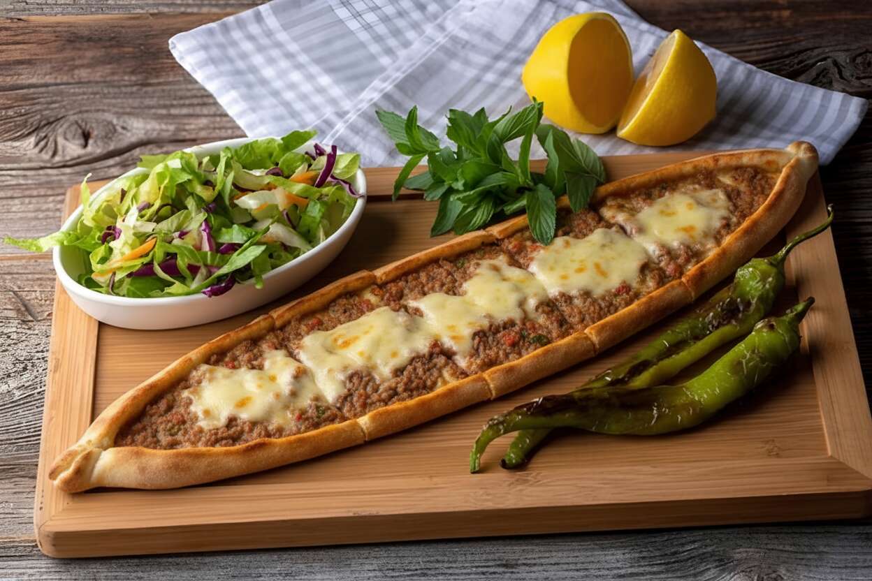 1.5-portion minced meat and cheese pide