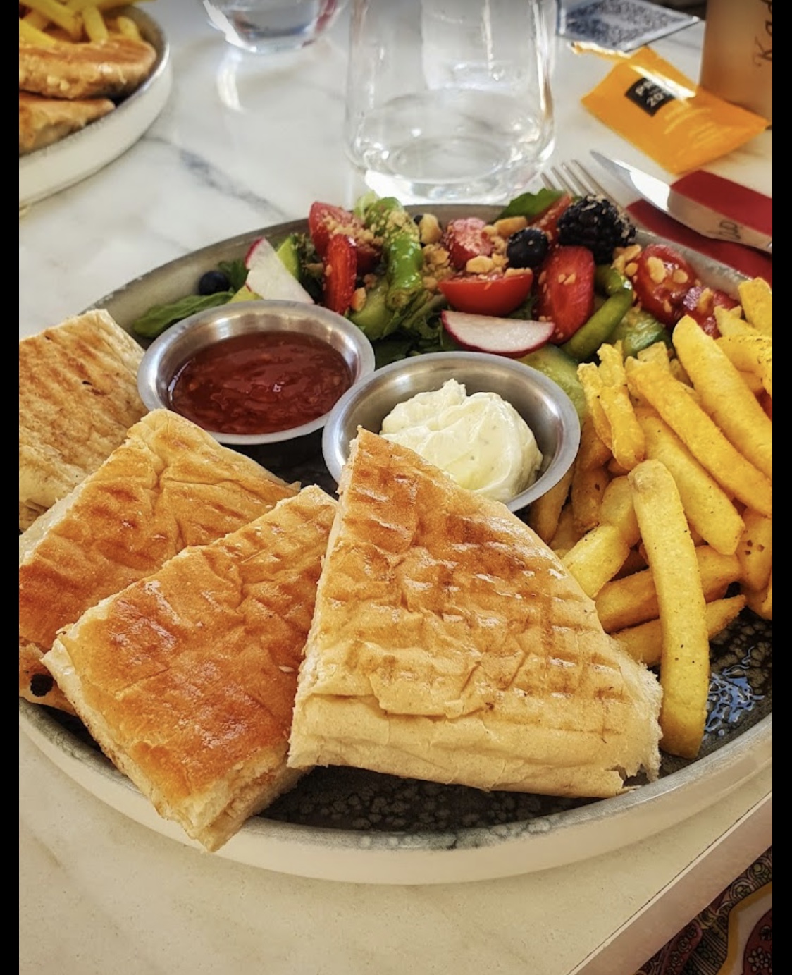 Kaşar, sucuk and ham toast