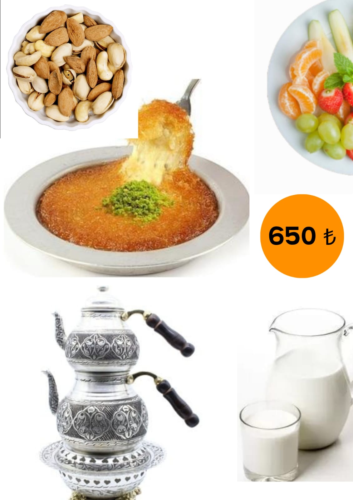 Classic künefe for two with pot of tea