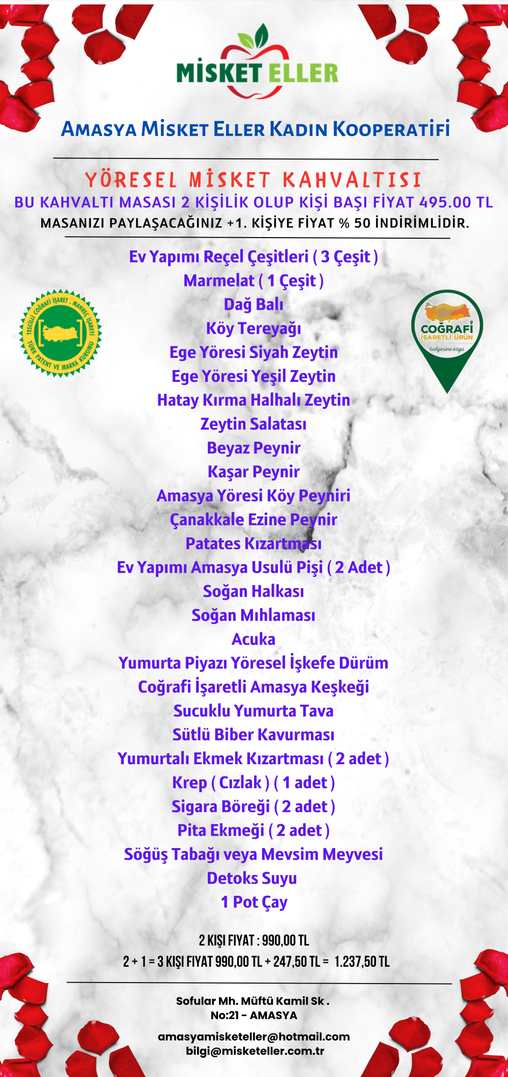 YÖRESEL MİSKET KAHVALTISI 495,00 TL