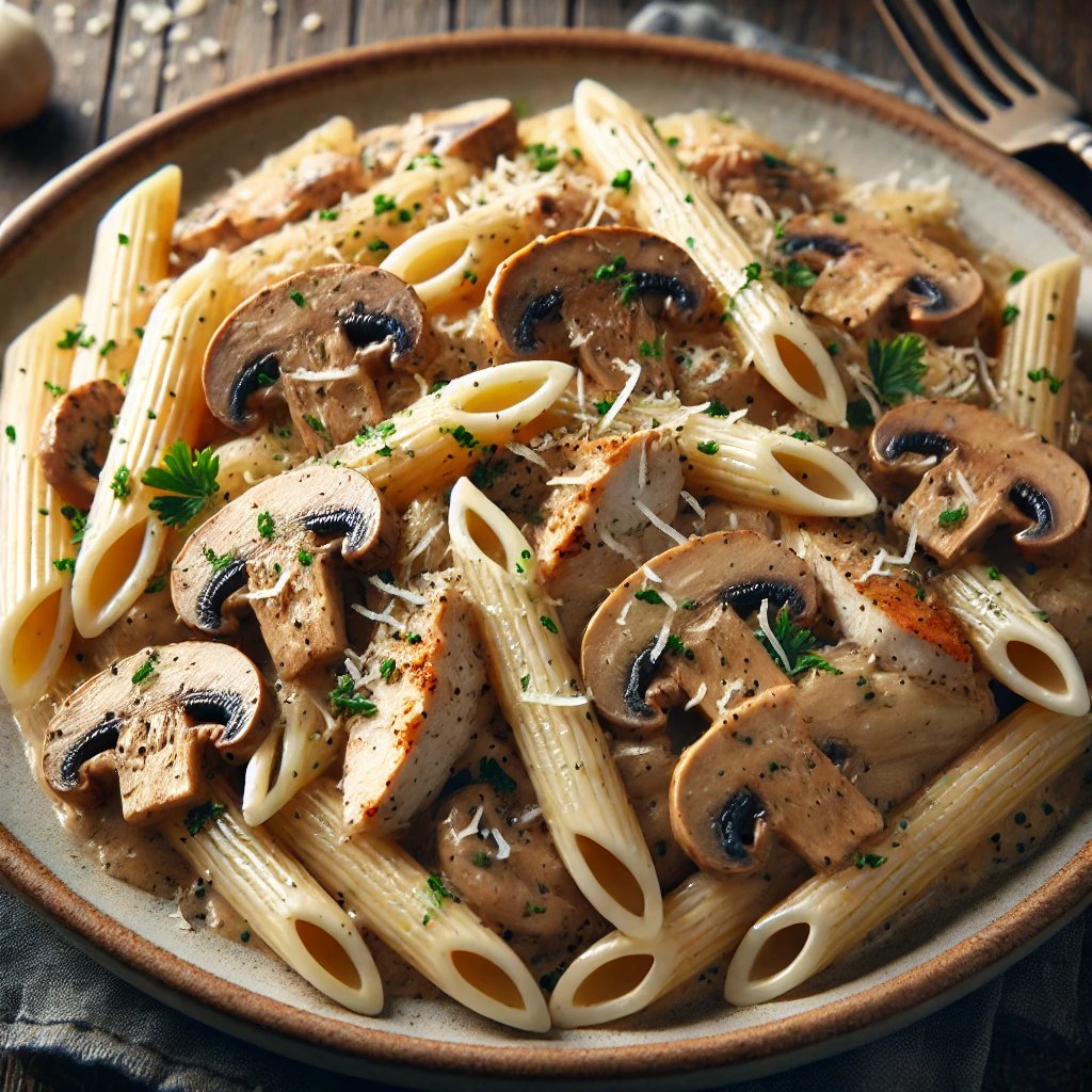 Mantarlı Tavuklu Penne