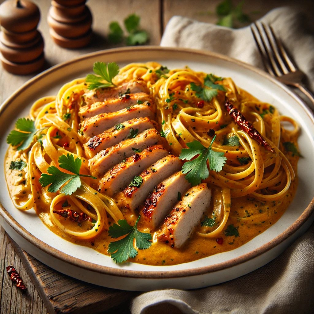 Köri Soslu Tavuklu Linguine