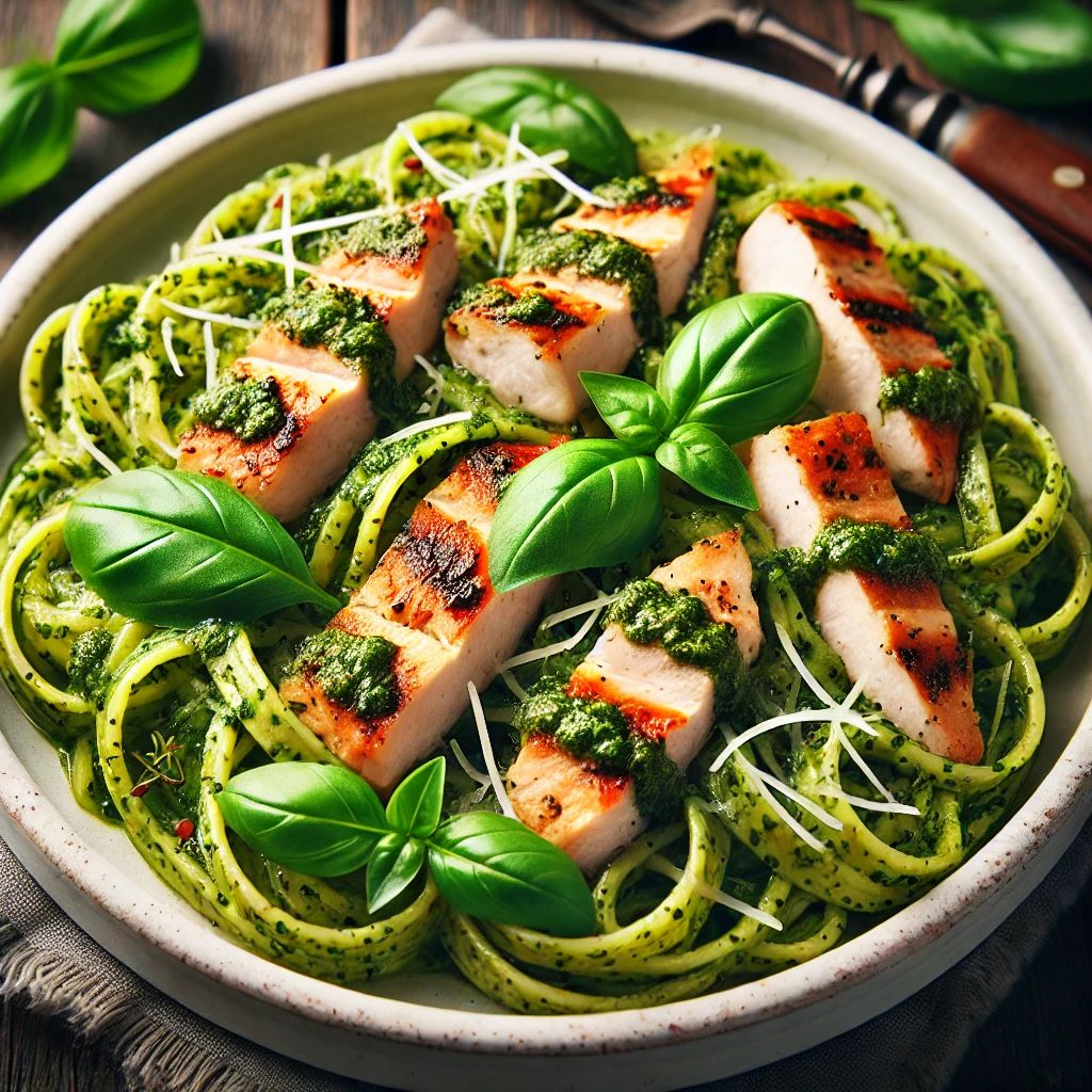 Pesto Soslu Tavuklu Linguini