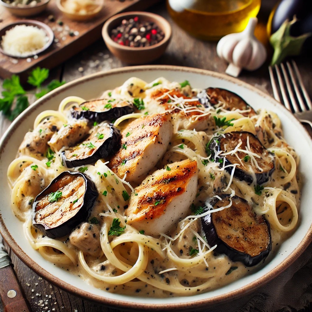 Köz Patlıcanlı Tavuklu Linguine