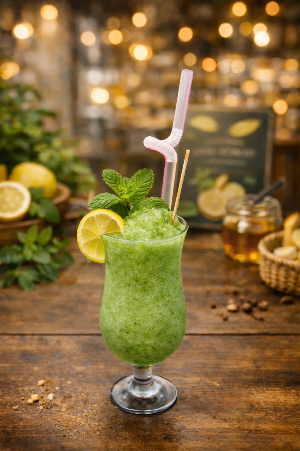 Mint and lemon frozen drink