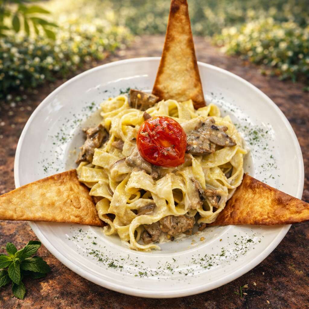 Chicken and mushroom Fettuccine Alfredo