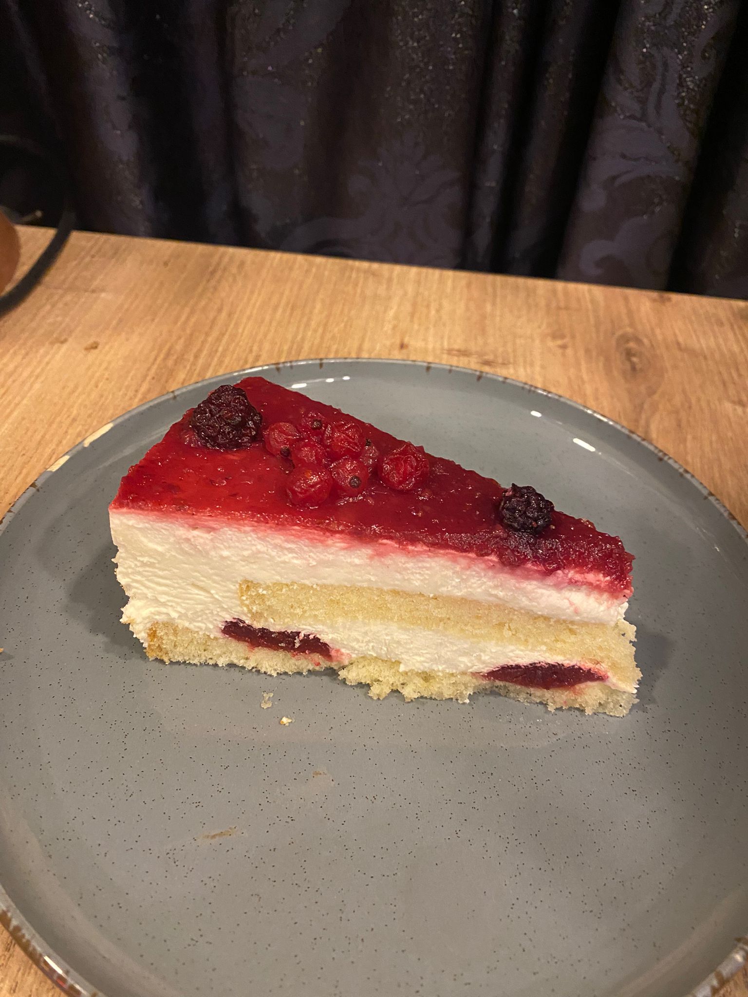 Forest fruit cake with complimentary tea