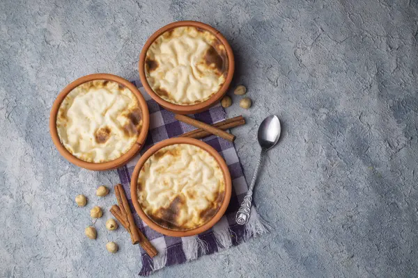 Daily baked rice pudding in a casserole