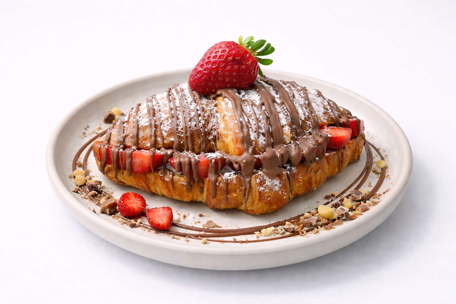 Strawberry and chocolate croissant