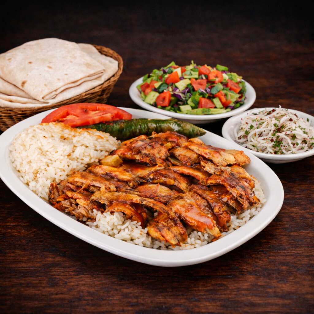 Pilav üstü tavuk döner servis