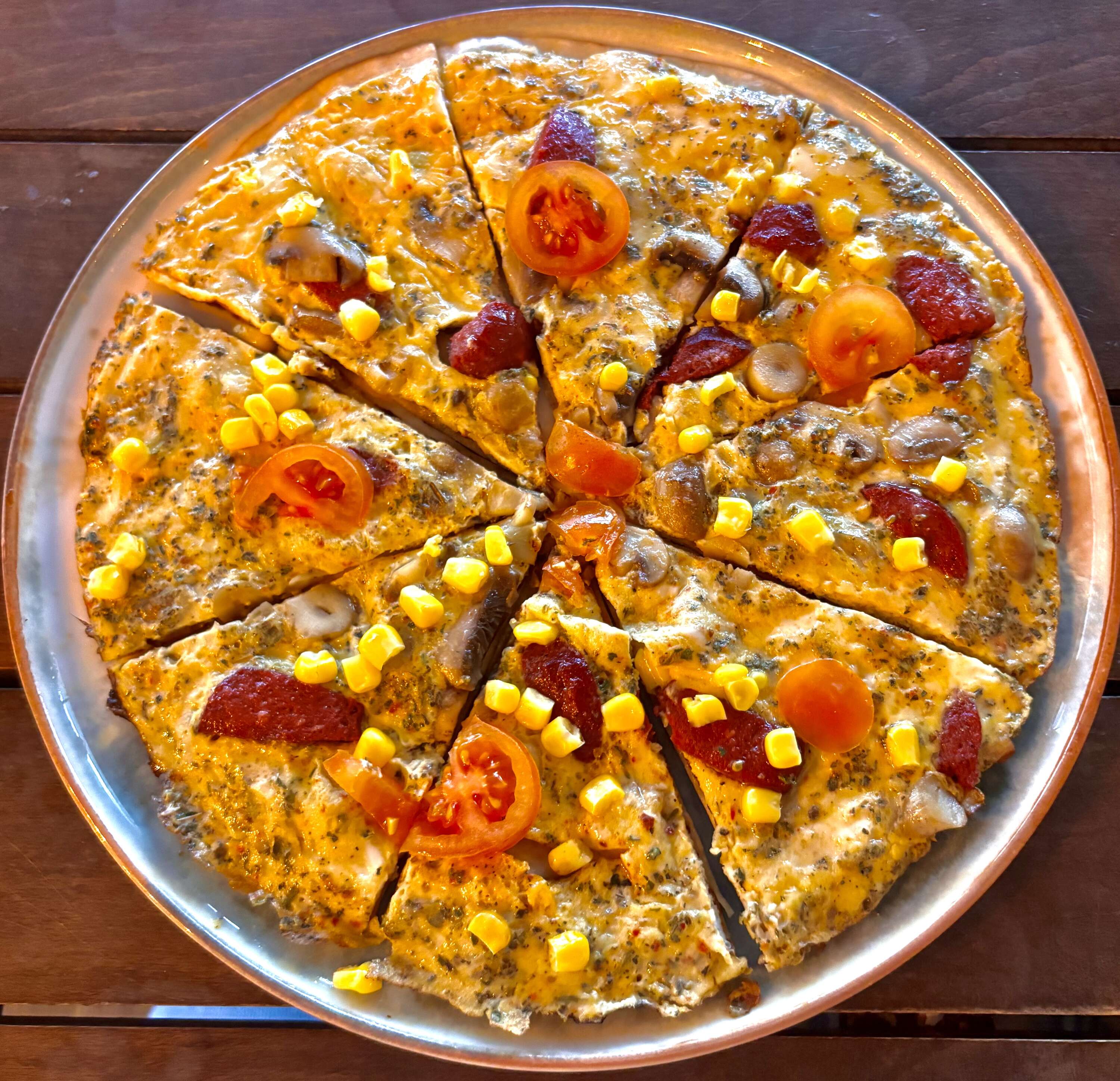 Tortilla pizza omelette