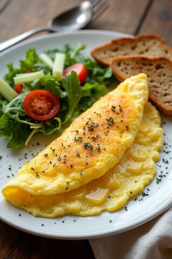 Kaşar cheese omelette with tomato and cucumber