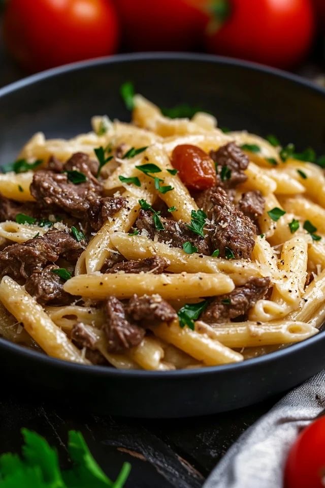 Steak penne