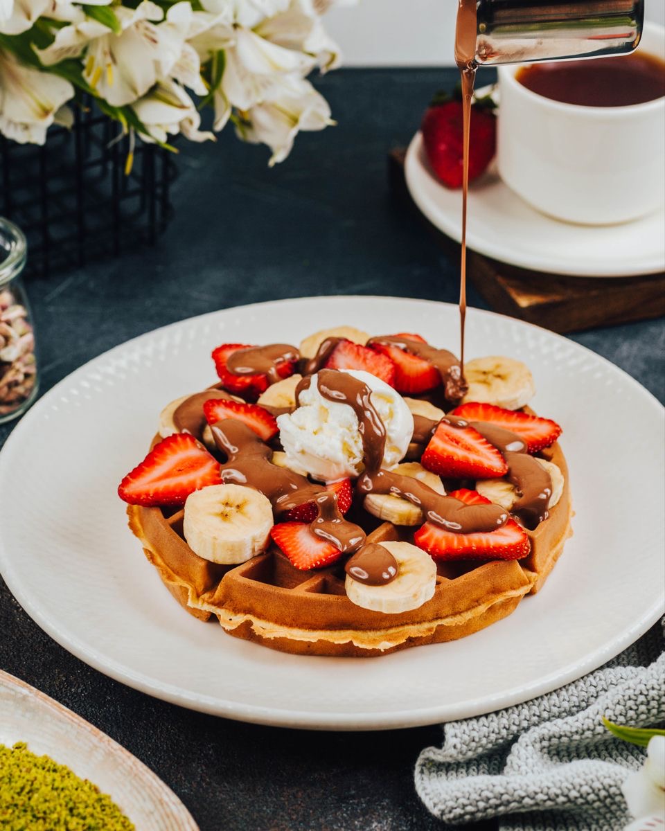 Waffle with ice cream
