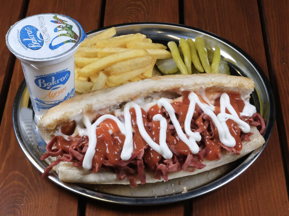 Kumru with ayran and fries