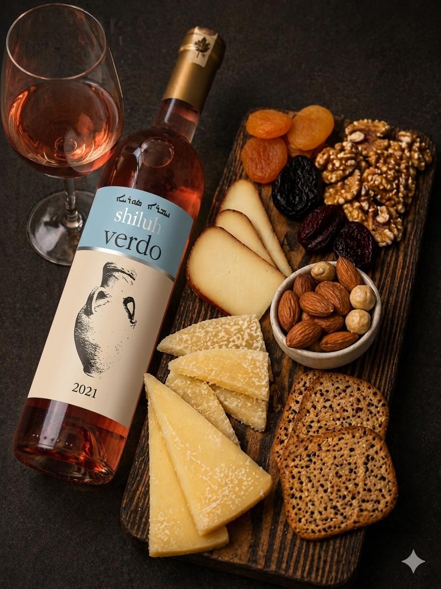 Shiluh -Verdo (Rose Süryani Şarabı Şişe) + Şarap Tabağı